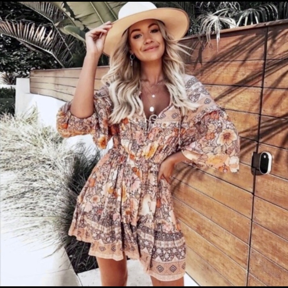Floral Boho Mini Dress NWT - Picture 4 of 12